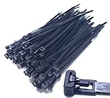 100 Stück Kabelbinder wiederverschließbar 300mm x 4,8mm schwarz wiederlösbar Mehrweg...