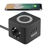 Steckdosenwürfel, BEVA Cube Steckdosenleiste 2 Fach + 3 USB mit Wireless...