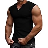 Herren-Weste, einfarbig, V-Ausschnitt, ultraweich, Sommer, Baumwolle, ärmellos, Tanktop,...