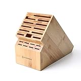 KITCHENDAO 20-Schlitz-Messerblock, umweltfreundlicher Bambusmesserhalter ohne...