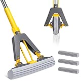 Masthome Schwamm Wischmopp, Schwammwischer mit Edelstahl Stiel,Saugfähig Schwamm...