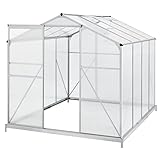 Juskys Aluminium Gewächshaus mit Fundament | 4,75 qm | 190 × 253 cm | 1 Dachfenster &...