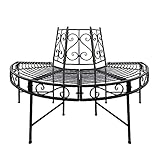 DEMA Baumbank Gartenbank Parkbank Halbrundbank Ø 125 cm – Metall Bank...