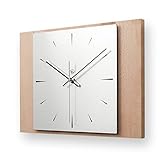 Kreative Feder Moderne Designer Holz Alu Funk Wanduhr leise Funkuhr ohne Ticken...