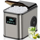KeeGone Edelstahl Eiswürfelmaschine mit LED-Display Eismaschine Eiswürfelbereiter und...