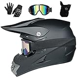 UIGJIOG Kinder Motorradhelm Crosshelm Schwarz,Cross Helm Herren Fullface Helm...
