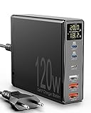 USB C Ladegerät, Binamao 120W 6-Port USB C Ladegerät Mehrfach Adapter mit USB-C und...