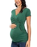 Love2Mi Damen Stillshirt Kurzarm & Langarm Umstandsshirt Umstandsmode V-Neck Schwangere...