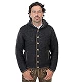 Herren Trachtenjacke mit Kapuze – Trachten-Strick-Jacke aus Wolle – Hoodie...