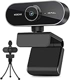 Webcam mit Mikrofon und Stativ, 1080P Webcam für PC Laptop Desktop, USB...