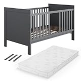 VitaliSpa Babybett Ajaton, Grau, 144.4 x 83 cm mit Matratze