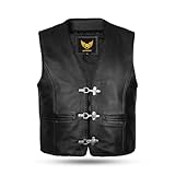 Leatherick Schwarze Motorradweste für Herren aus echtem Leder – klassisches...
