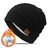 KEECOW Damen Strickmütze Beanie, Mütze Damen Winter, Double Fleece Line Warm Thermal...