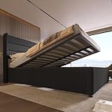 Kayan Stauraumbett Polsterbett Hydraulisch Doppelbett 160x200cm, Lattenrost aus Holz, Bett...