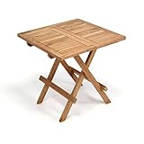 Divero Klappbarer Kindertisch aus Teakholz, behandelt – wetterfest– 50 x 50 cm –...