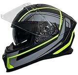 Integralhelm Helm Motorradhelm RALLOX 69-G neon gelb grün schwarz matt Größe...