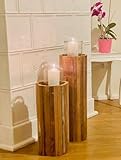 Dekoleidenschaft Windlichtsäule Rustikal aus recyceltem Holz, 63 cm hoch, Kerzensäule,...