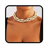 Handcess Boho Chunky Choker Halskette Gold Cuba Link Halsketten Punk Halskette Kette für...