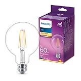 Philips LED Classic E27 Lampe, 60 W, Giant Globeform, klar, warmweiß