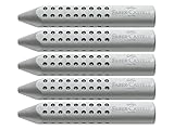 FABER-CASTELL 187100 - Dreieckradierer Grip 2001, grau, 5 Stück