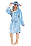 Disney Lilo & Stitch Bademantel Damen, Morgenmantel Damen Stitch, Fleece Bademantel mit...