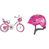Dino Bikes 144R-UN, Einhorn, Fahrrad, Weiß/Rosa & ABUS Kinderhelm Smiley 3.0 -...