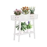 unho Blumenregal mit 2 Ablagen: Blumenständer Blumentreppe Blumentopfständer...