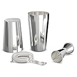 Carerina Cocktail Shaker Set: Professioneller Boston Shaker, Cocktail Sieb und Jigger Set....