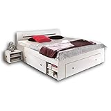 Stella Trading STEFAN Doppelbett Bettanlage 180 x 200 cm mit 2x Nachtkommoden -...