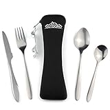 Outdoro Campingbesteck und Reisebesteck aus Edelstahl mit Neopren-Bestecktasche - Ideales...