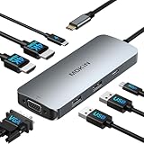 Laptop-Dockingstation, 6-in-1-USB-C-auf-Dual-HDMI-Adapter, Multiport-USB-C-Hub,...