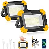 NATPOW LED Baustrahler Akku, 5 Modi LED Strahler Akku mit USB-Kabel, Tragbar...