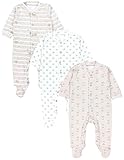 TupTam Baby Jungen Schlafstrampler Langarm Strampler Schlafanzug mit Fuß 3er...