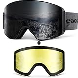 Odoland Skibrille für Damen und Herren Jungen Ski Goggles Anti-Fog UV-Schutz...