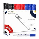 maxtek Whiteboard Marker 12 Whiteboard Stifte Rundspitze ca.2-3mm Linienbreite,...