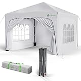 VOUNOT® Pavillon 3x3m mit 4 Seitenteilen & 4 Sandsäcke, Pop Up Faltpavillon,...
