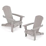 FANTASK 2er Set Adirondack-Stuhl von 51 x 46 cm, Gartensessel mit hoher Rückenlehne &...