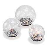 Solar Leuchtkugel 3er-Set 'Golden Balls' - angenehm warmweißes Licht -...
