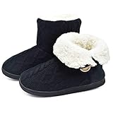 ONCAI Damen Warme Hausschuhe Stiefel Gestrickte Mode Winterschuhe Bootie Muster Gedruckt...