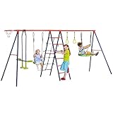 Outsunny Kinderschaukel, Gartenschaukel mit Metallgestell, Schaukelgerüst,...