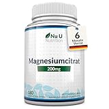 Magnesiumcitrat 200mg - 180 Magnesium Tabletten - 200mg pro Tabletten - 6...