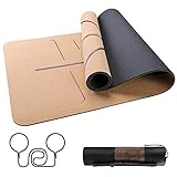 Yogamatte aus Kork und Naturkautschuk (183 x 65 x 0,6 cm), Yoga Matte rutschfest...