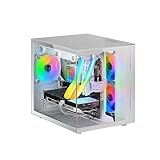 Mars Gaming MC-View Weiß, Micro-ATX Mini Gaming Tower Gehäuse, 90° Gehärtetes Glas...