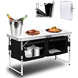 Tubiaz Campingküche, Campingschrank mit Aluminiumgestell, Klappbarer Camping...
