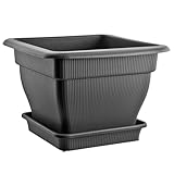 BURI XXL Pflanzkübel Blumentopf 60x60cm mit Wasserspeicher und Untersetzer - 70...