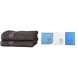 Amazon Basics Handtuch-Set, ausbleichsicher, 2 Handtücher, Schwarz, 100% Baumwolle...
