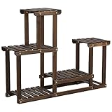Yaheetech Pflanzenregal Holz, Blumenregal mit 4 Ebenen, Blumenständer Garten,...
