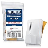 Neufeld® 24 Gardinenhaken selbstklebend weiß [inkl. 3M Klebefläche] -...