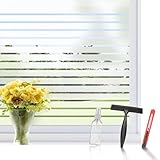 aboveBED Fensterfolie Sichtschutz mit Streifen 44.5x200cm, statisch milchglasfolie...