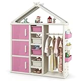 Kindergarderobe mit Kleidung Rail & Toy Bins - Kinderstapfenschrank mit Regalen, Körbe,...
